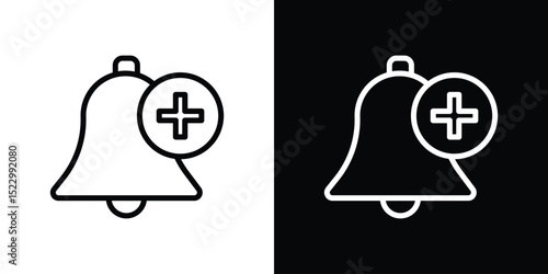 Cowbell circle plus icon Graphic vector set for ui design