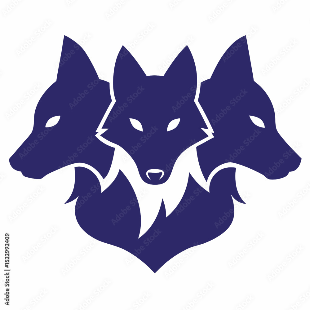 Obraz premium wolf pack silhouette with three overlapping heads 