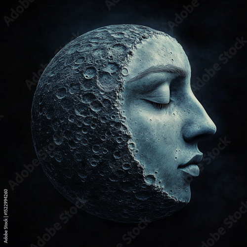 Moon with human face on it