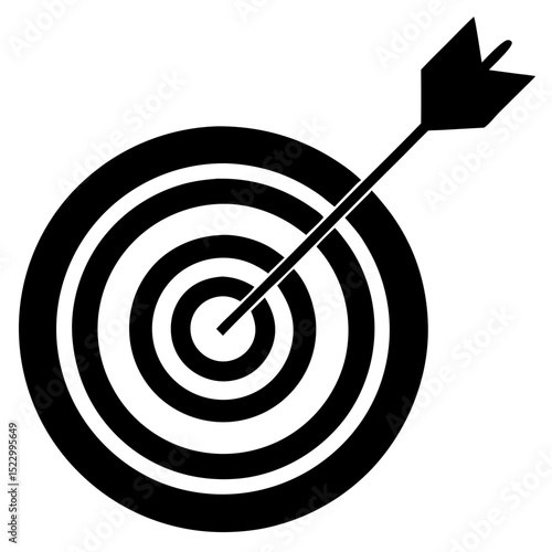 target with arrow hitting bullseye on white 