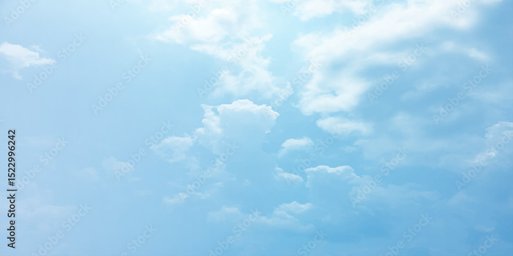 Fototapeta premium sunny sky blue light watercolor background. Aquarelle painting brush effect card paper textured canvas cloudy smoke space for text, entertaining card, template. aquamarine color graphics illustration