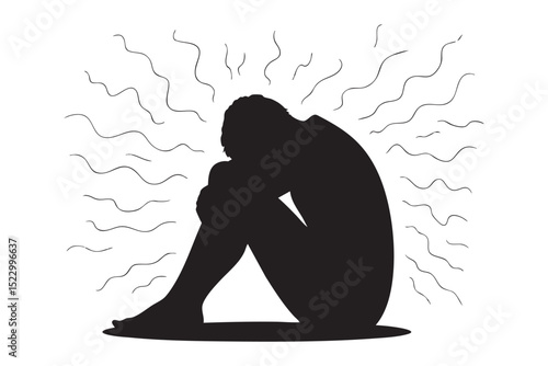 Silhouette of person experiencing mental distress