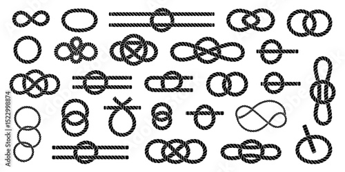 Collection of Knots Illustrations of Nautical, Decorative, and Symbolic Knot Designs for Art, Design, and Crafts