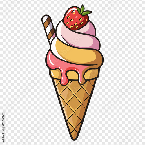 Delicious Strawberry Ice Cream Cone A Sweet Summer Treat