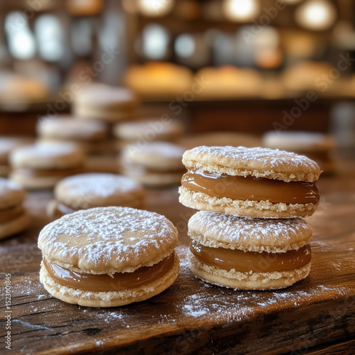 peruvian alfajores on Wooden Table