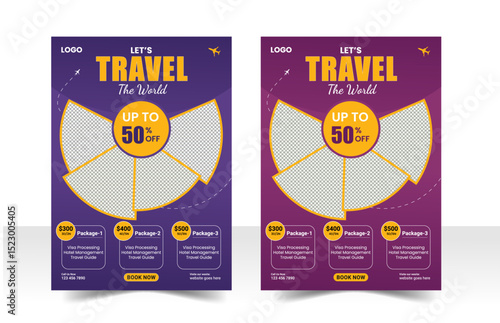 Modern travel agency business flyer template design, abstract & clean travel flyer editable design layout for travel agency.