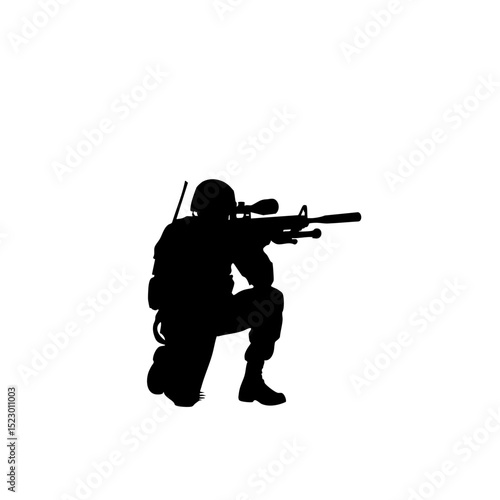 Special Forces Soldier - Minimal Black Combat Silhouette