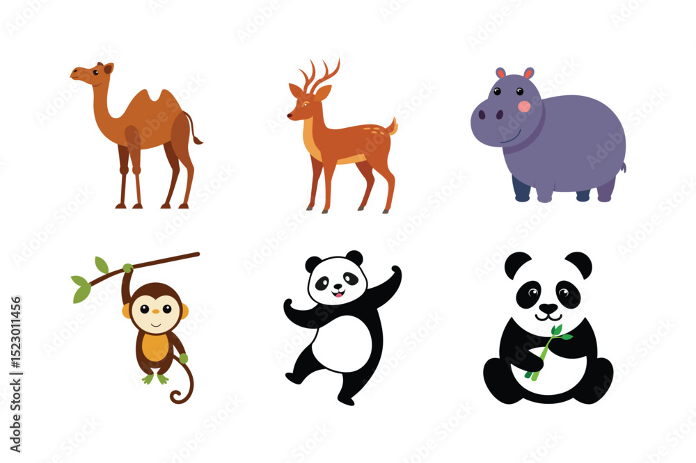 Naklejka premium Wild Animal Vectors for Stickers and Prints
