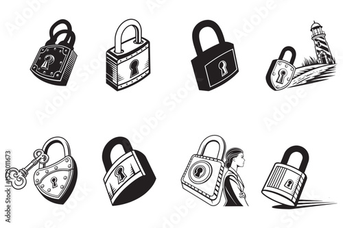 Collection of Vintage-Style Padlocks and Locks