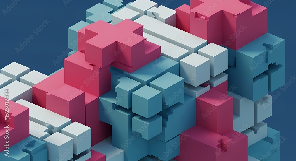 Obraz premium Abstract 3D Composition of Colorful Cubes and Geometric Shapes.