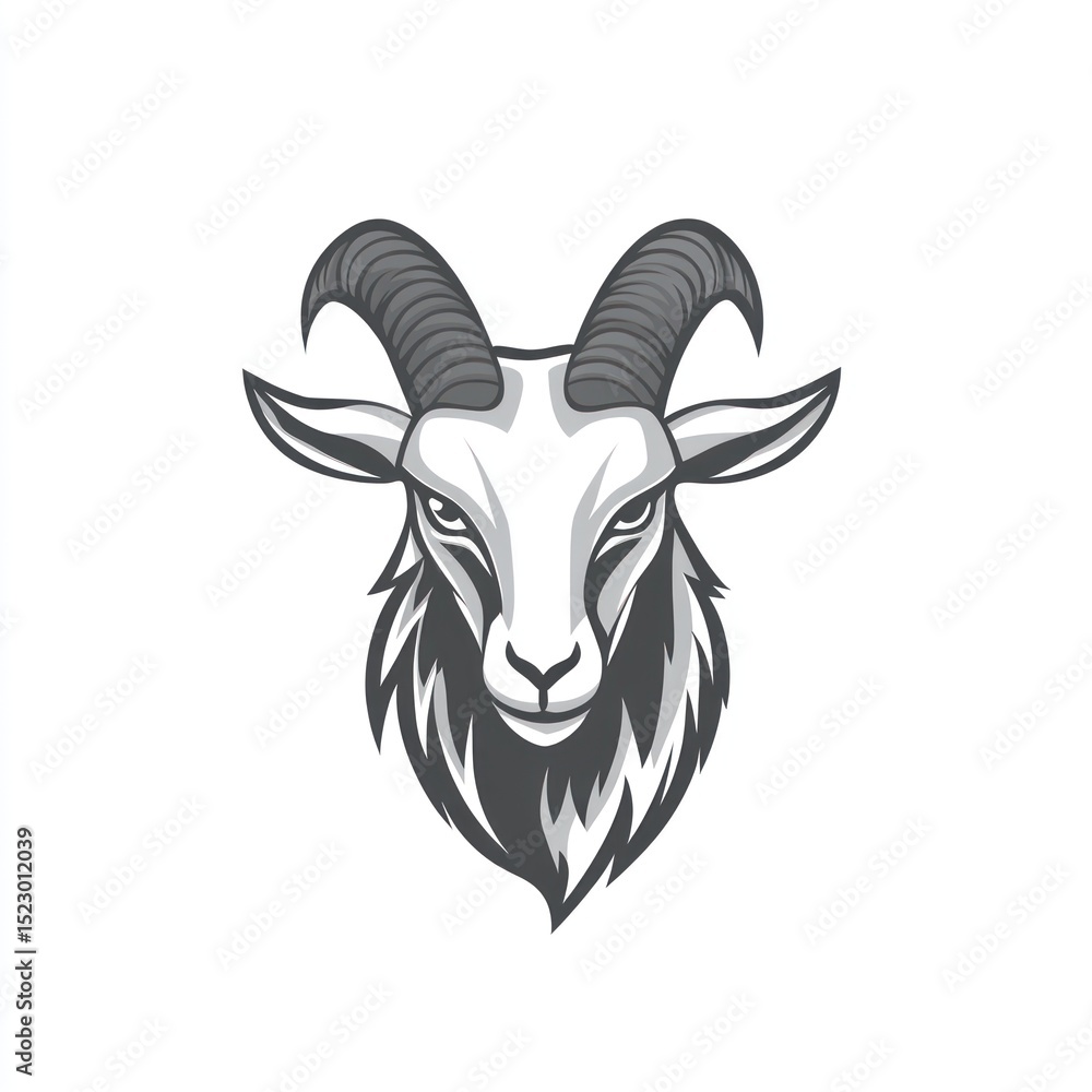 Obraz premium Monochrome goat head logo
