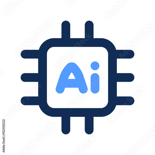 ai chip outline color icon