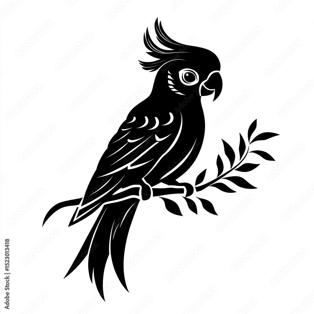 Obraz premium Silhouette of a parrot perched on a branch