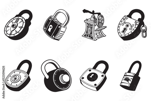 Collection of Vintage-Style Padlocks and Locks