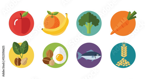 Wallpaper Mural Healthy Eating Icons Fruits Vegetables Protein and Grains Torontodigital.ca