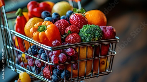 Wallpaper Mural Colorful fruits and vegetables in a shopping cart Torontodigital.ca