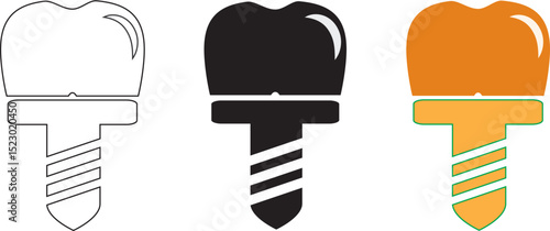 Dental implant icon. Dental implant vector illustration. Dental health dentistry logo. Tooth symbol. Dental care pictogram. Isolated gum health concept.