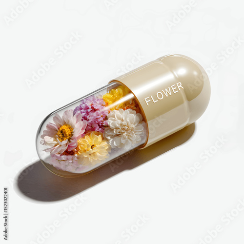 Flower Capsule A Floral Remedy. vector.