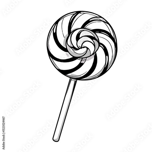Colorful lollipop illustration with swirls for sweet indulgence, kids' parties, and confectionery marketing