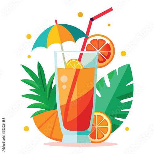 glass of juice and fruits