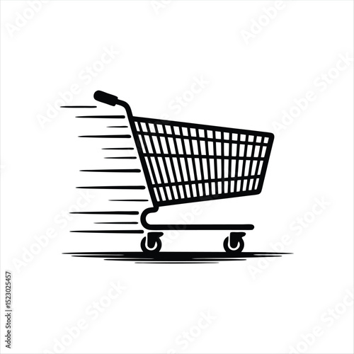 Vector Illustration of Speedy Grocery Cart