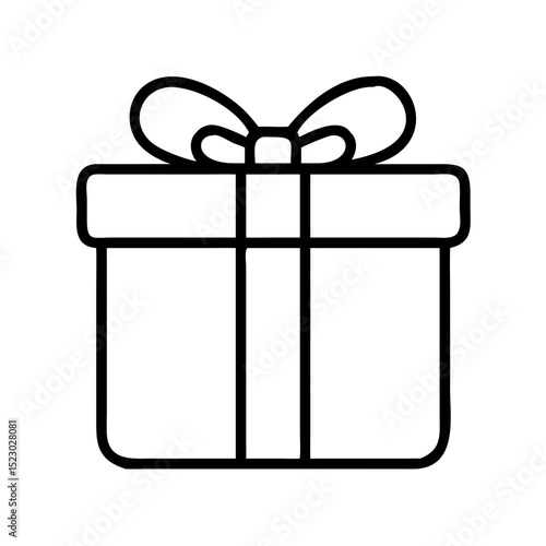 Gift Box Line Icon – Outline Vector Sign in Linear Style for Celebration and Surprise

