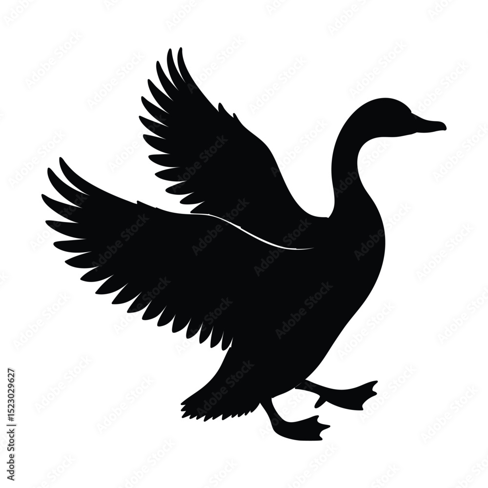 Obraz premium silhouette of rearing duck black on white background