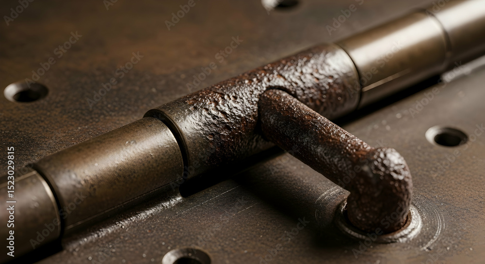 Obraz premium Close Up Of An Antique Bolt On A Metal Door With Rust Details