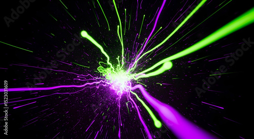 Energetic Explosion Of Light And Color Against Dark Space Background