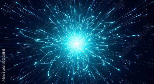 Radiant Blue Emission Energy Flowing from a Central Light Source