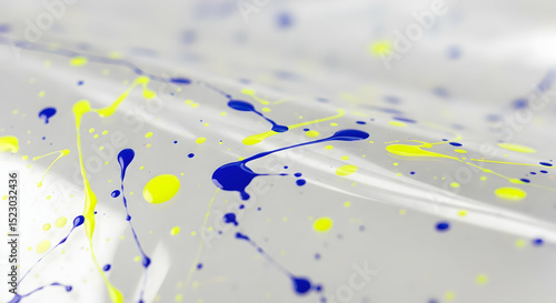 Abstract Fluid Art With Splashes of Royal Blue and Sunny Yellow
