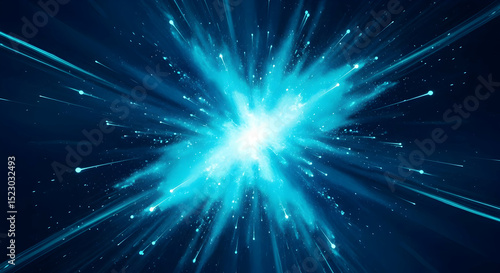 Dynamic Turquoise Burst Of Energy Emanating Outward On A Dark Blue Backdrop