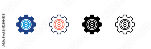 Gear icon set multiple style collection