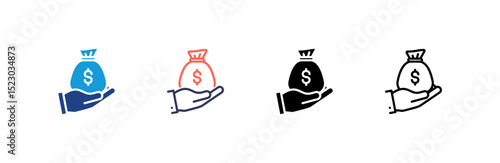 Income icon set multiple style collection