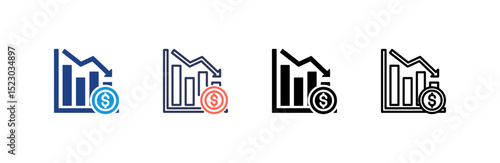 Graph icon set multiple style collection