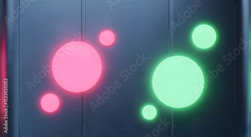 Abstract Light Painting Effect With Pink And Green Luminous Spheres