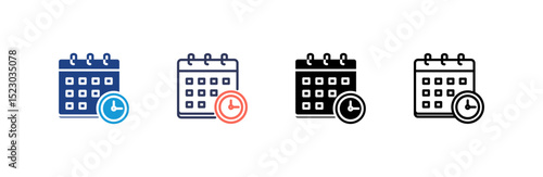 Deadline icon set multiple style collection