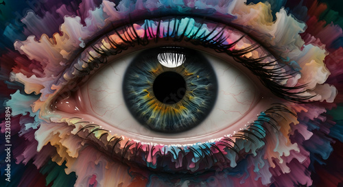 Mystic Vision Artistic Eye Surrounded With Colorful Abstract Elements