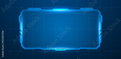 Digital screen or technology box blue light interface vector editable	