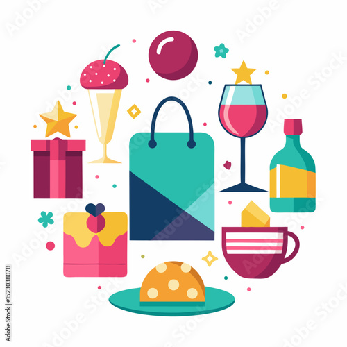 National Singles Day Vector with Self-Love Celebration Icons on White Background