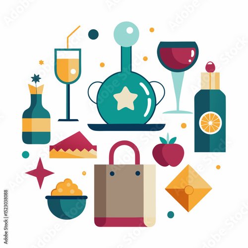 National Singles Day Vector with Self-Love Celebration Icons on White Background