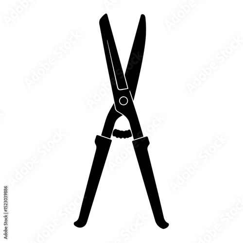 Black tin snips, metal shears, sharp cutting tool for sheet metal work.  These heavy-duty snips are perfect for precise cuts in various materials.  High-quality image for design projects,