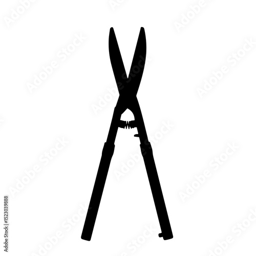 Gardening shears silhouette. Sharp gardening shears for pruning and trimming plants.  Closeup image of crossed gardening shears suitable for garden center catalogs or landscaping company brochures.
