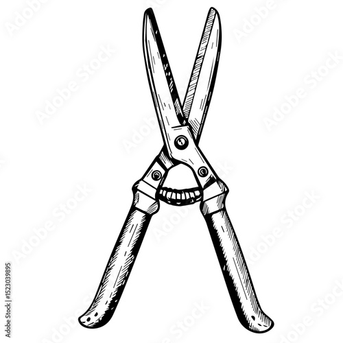 Sharp pruning shears for gardening and yard work.  These heavy-duty shears are perfect for trimming hedges, shaping bushes, and maintaining a well-manicured lawn.