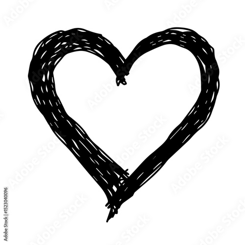Hand drawn heart shape frame. Simple heart design perfect for romantic cards or Valentines Day.  Sketchy heart illustration ideal for logo design.  Use this heart image for your next project,