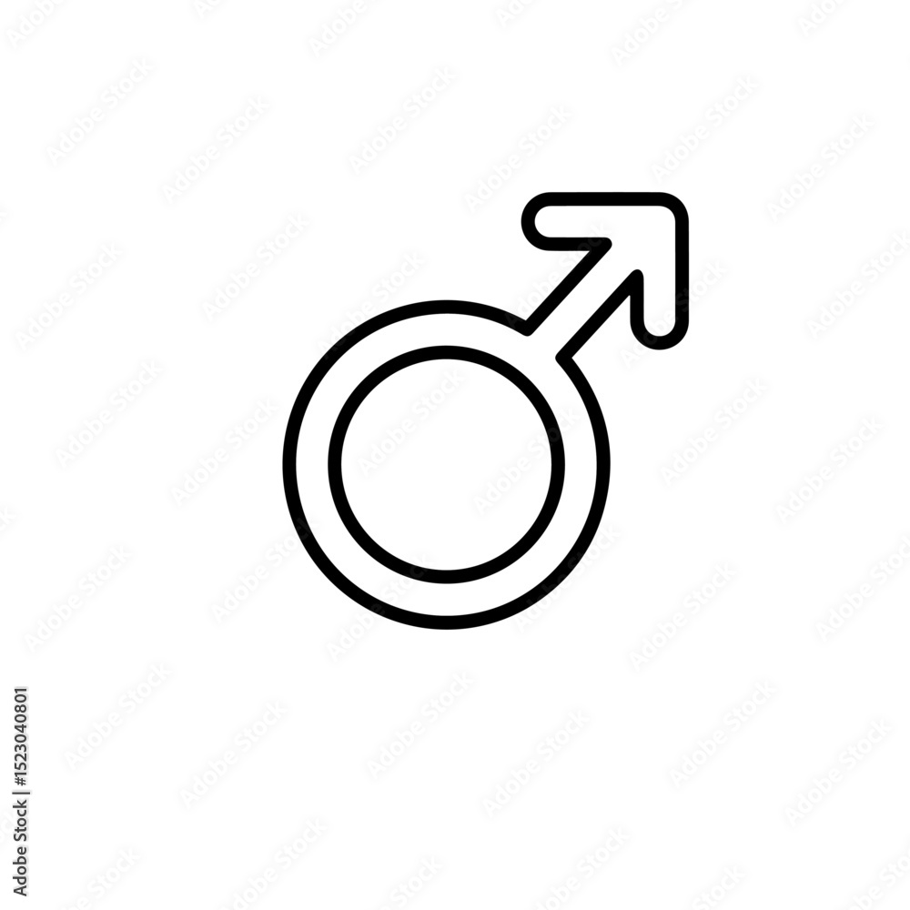 Male gender symbol simple line icon. This minimalist design represents masculinity and is suitable for medical brochures or websites. This simple graphic is perfect for use in healthcare materials, Male gender symbol simple line icon. This minimalist design represents masculinity and is suitable for medical brochures or websites. This simple graphic is perfect for use in healthcare materials,