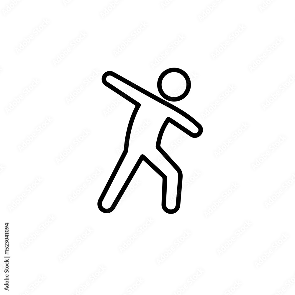 Simple line drawing of person dancing. Graphic design element showing stylized human figure in dynamic pose. This image is perfect for brochures for dance schools, presentations on physical therapy, Simple line drawing of person dancing. Graphic design element showing stylized human figure in dynamic pose. This image is perfect for brochures for dance schools, presentations on physical therapy,