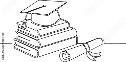 illustration of a stack of education, books, vector, icon, degree