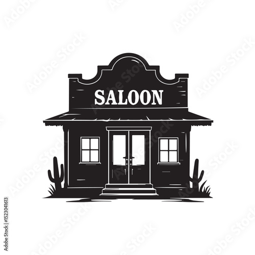 Saloon Silhouette: A vintage silhouette captures the essence of the Wild West, depicting a classic saloon building complete with traditional architecture.
