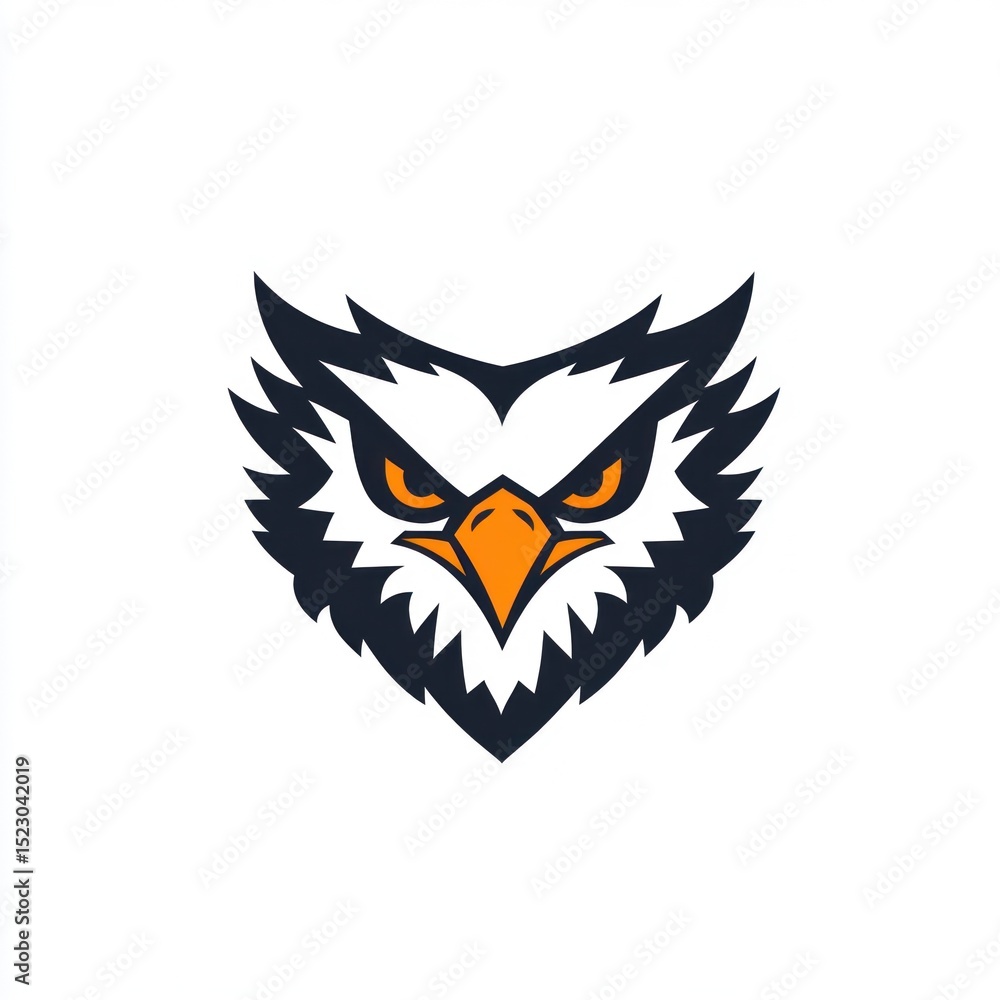 Fototapeta premium Vector graphic of an eagle's head. Sharp, stylized, and bold. White head, dark-shaded body and beak. Intense, focused stare